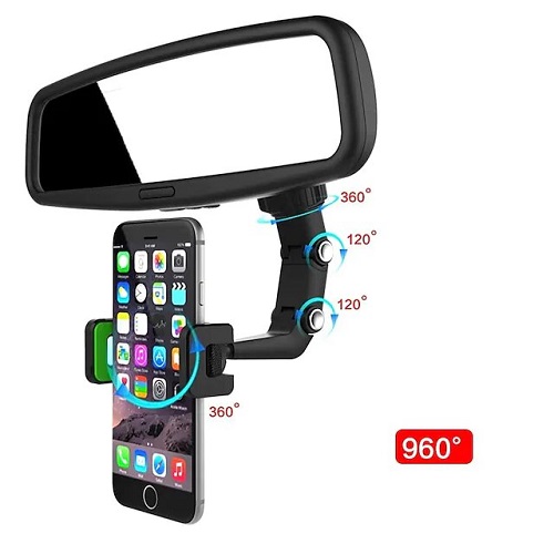 Rotating mirror mobile phone holder